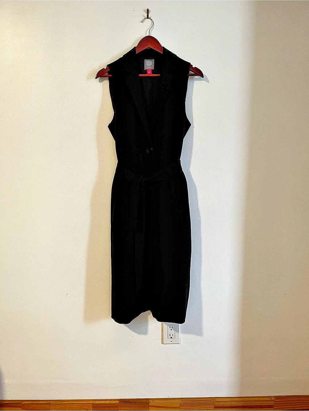 Vince Camuto Black Belted Midi Dress Size / Vest